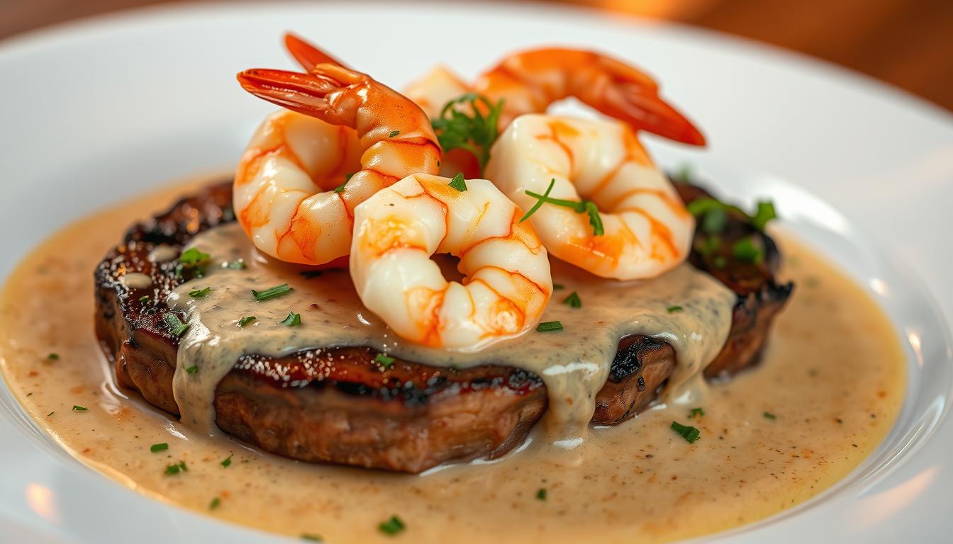 shrimp on steak